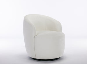 English Elm Chenille Barrel Swivel Chair Soft Upholstered Accent Seat for Living Room Decor W527122443