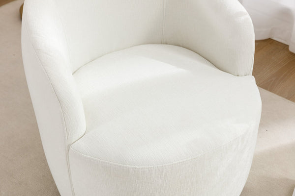 English Elm Chenille Barrel Swivel Chair Soft Upholstered Accent Seat for Living Room Decor W527122443