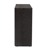 Hearth and Haven Aspen Wood Storage Cabinet with 3 Tempered Glass Doors and Adjustable Shelf, Walnut