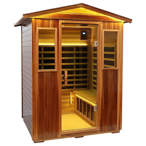 English Elm New Four-person Hemlock Outdoor Sauna with Infrared Panels and Bluetooth Speakers W1787S00005