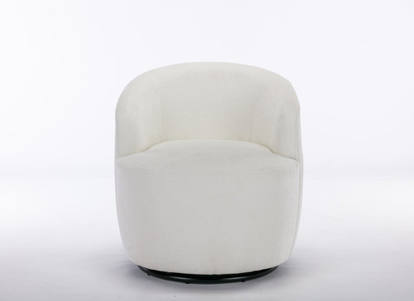 English Elm Chenille Barrel Swivel Chair Soft Upholstered Accent Seat for Living Room Decor W527122443