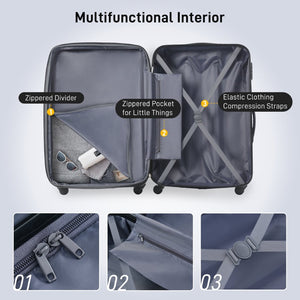 English Elm Hardshell 3 Piece Spinner Luggage Set with Tsa Lock Lightweight Abs Travel Suitcases PP191030AAF