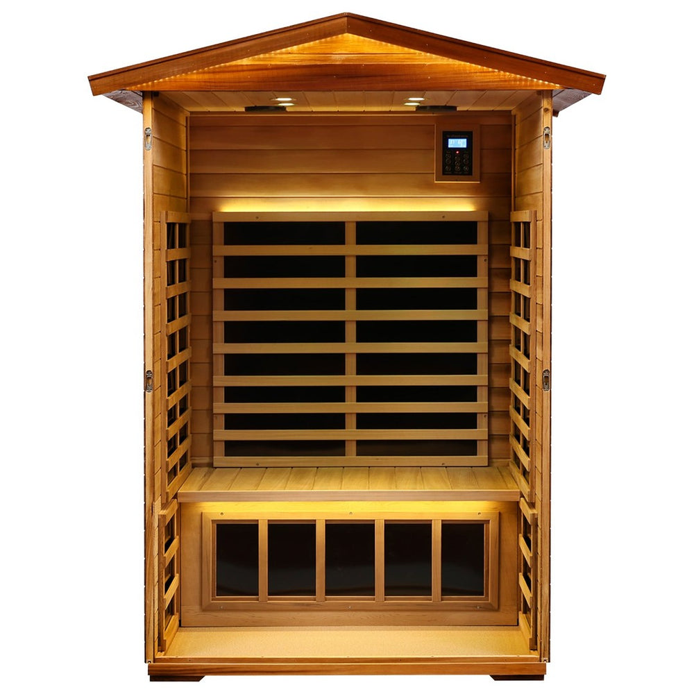 English Elm Two-person Outdoor Far Infrared Sauna with Deep Heat Therapy for Backyard Relaxation W1787S00006