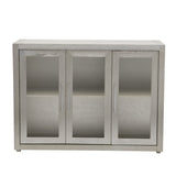 Aspen Wood Storage Cabinet with 3 Tempered Glass Doors and Adjustable Shelf
