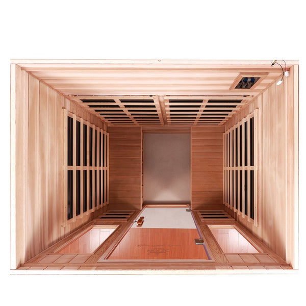 English Elm New Four-person Hemlock Outdoor Sauna with Infrared Panels and Bluetooth Speakers W1787S00019