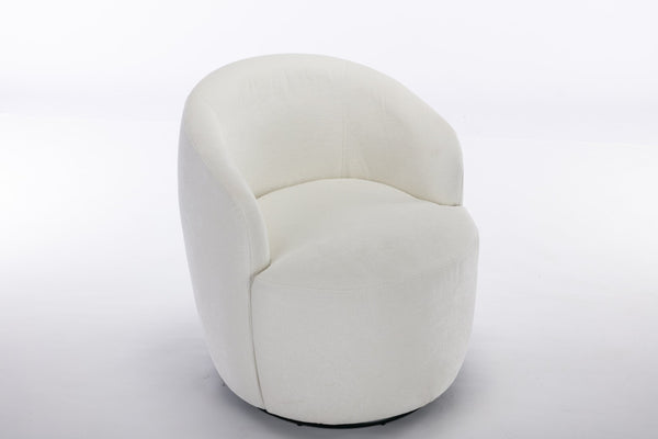 English Elm Chenille Barrel Swivel Chair Soft Upholstered Accent Seat for Living Room Decor W527122443