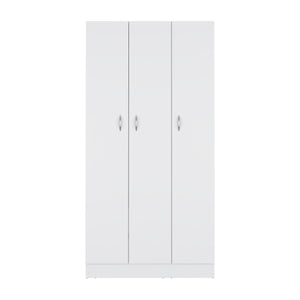 English Elm Ohio Armoire Spacious 3-Door Wardrobe with 2 Drawers, 4-Tier Shelves, Hanging Rods & Metal Handles White 74 L x 23 W x 2 H B200S00289