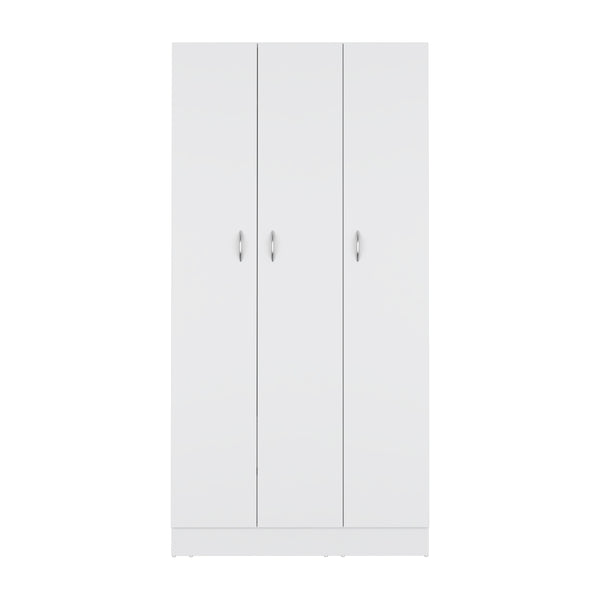 English Elm Ohio Armoire Spacious 3-Door Wardrobe with 2 Drawers, 4-Tier Shelves, Hanging Rods & Metal Handles White 74 L x 23 W x 2 H B200S00289