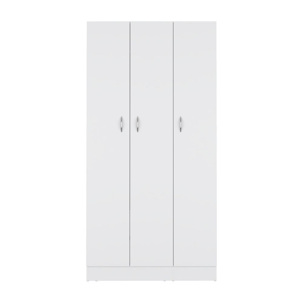 English Elm Wardrobe Armoire with 3 Doors and 2 Inner Drawers, Sturdy Particle Board, Easy Interlocking Assembly White 74.8 L x 23.62 W x 2.75 H B097S00009