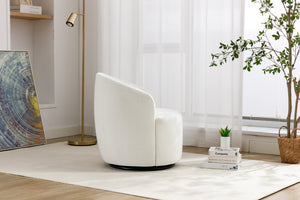 English Elm Chenille Barrel Swivel Chair Soft Upholstered Accent Seat for Living Room Decor W527122443