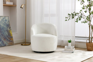English Elm Chenille Barrel Swivel Chair Soft Upholstered Accent Seat for Living Room Decor W527122443