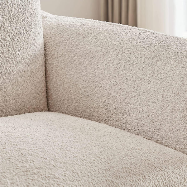 English Elm Sherpa Luxurious Lambswool Accent Chair – Plush Round Creamy 42" Sofa, Solid Wood Frame, Cozy Comfort W1550127160