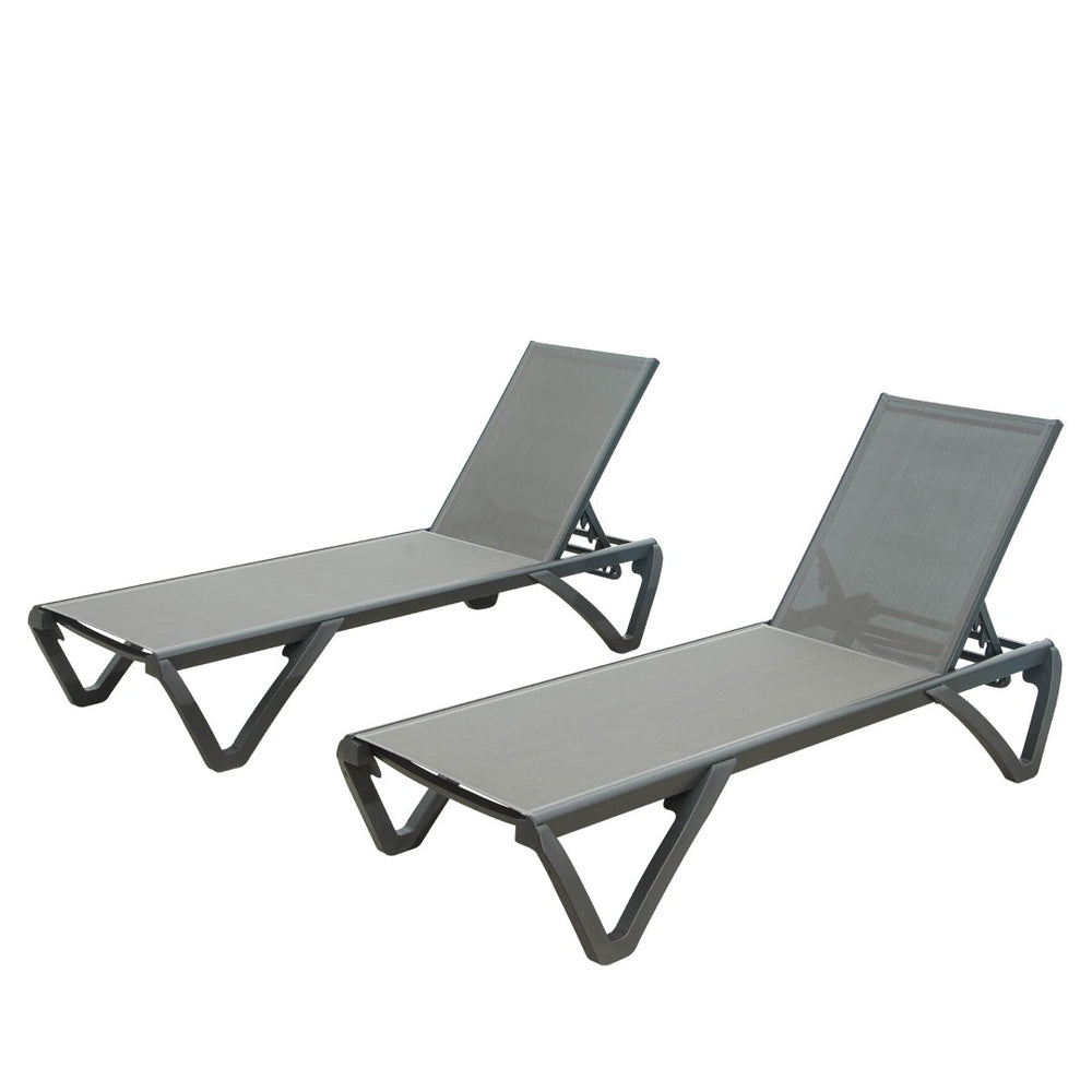 English Elm Patio Chaise Lounge Set - Adjustable Weatherproof Aluminum Chairs For Poolside Relaxation & Comfort W1859109837-GIGA