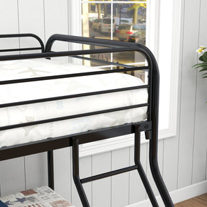English Elm Heavy Heavy Duty Twin-Over-Full Metal Bunk Bed Frame, 20% Stronger Noise-Free Platform, Black with 9.25" Under-Storage Space W840127266
