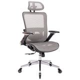 Hearth and Haven Grey Ergonomic Mesh Office Chair, High Back - Adjustable Headrest with Flip-Up Arms, Tilt and Lock Function, Lumbar Support and Blade Wheels, Kd Chrome Metal Legs W490127215