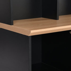 English Elm Hall Tree Entryway Organizer with Bench Shoe Storage and Wood Grain Finish Black N721P385677B