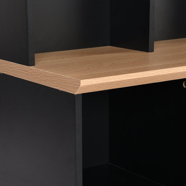 English Elm On-trend Wide White Hall Tree with Bench Seating Cube Shelves and 8 Coat Hooks N721S000066B