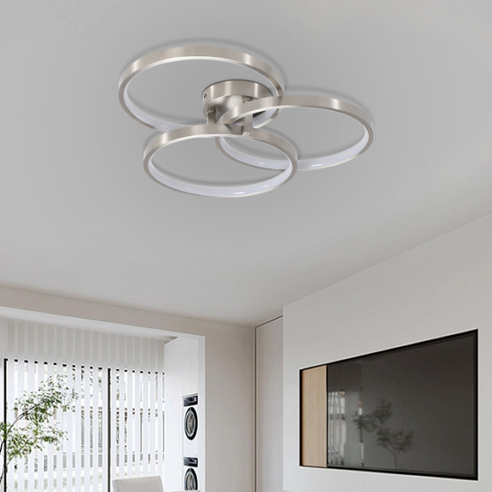 English Elm 20" Dimmable Led Flush Mount Brushed Nickel Three Ring Ceiling Light for Modern Interiors W1340119965