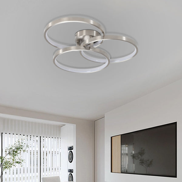 English Elm 20" Dimmable Led Flush Mount Brushed Nickel Three Ring Ceiling Light for Modern Interiors W1340119965