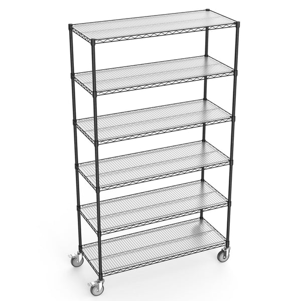 English Elm 6 Tier Wire Shelving Unit - Heavy-Duty 6000 Lbs Capacity, Adjustable Metal Storage Rack With Wheels W1550119260