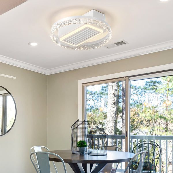 English Elm 20" Led Bladeless Ceiling Fan Light With Remote – Stylish Flush Mount Design For All Indoor Areas W1340118683