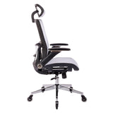 Hearth and Haven White Ergonomic Mesh Office Chair, High Back - Adjustable Headrest with Flip-Up Arms, Tilt and Lock Function, Lumbar Support and Blade Wheels, Kd Chrome Metal Legs W490127225