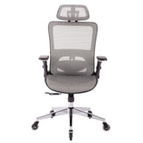 Hearth and Haven Grey Ergonomic Mesh Office Chair, High Back - Adjustable Headrest with Flip-Up Arms, Tilt and Lock Function, Lumbar Support and Blade Wheels, Kd Chrome Metal Legs W490127215