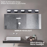 English Elm (Same As W1340110593/L2009) Led Modern Black 5-Light Vanity Lights Fixtures Over Mirror Bath Wall Lighting