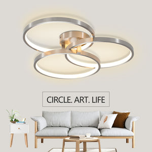 English Elm 20" Dimmable Led Flush Mount Brushed Nickel Three Ring Ceiling Light for Modern Interiors W1340119965