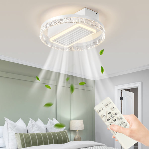 English Elm 20" Led Bladeless Ceiling Fan Light With Remote – Stylish Flush Mount Design For All Indoor Areas W1340118683