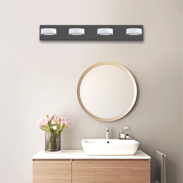 English Elm (same as W1340110592/l2008) 4-light Led Vanity Bar Matte Black Frosted Acrylic Bath Wall Fixture W1340P206810