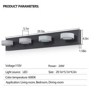 English Elm (same as W1340110592/l2008) 4-light Led Vanity Bar Matte Black Frosted Acrylic Bath Wall Fixture W1340P206810