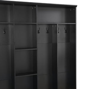 English Elm Hall Tree Entryway Organizer with Bench Shoe Storage Shelves and Wood Grain Finish N721P201532B