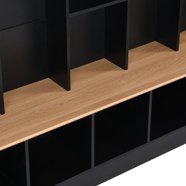 English Elm Hall Tree Entryway Organizer with Bench Shoe Storage Shelves and Wood Grain Finish N721P201532B