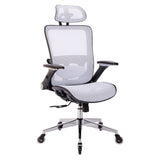 Hearth and Haven White Ergonomic Mesh Office Chair, High Back - Adjustable Headrest with Flip-Up Arms, Tilt and Lock Function, Lumbar Support and Blade Wheels, Kd Chrome Metal Legs W490127225