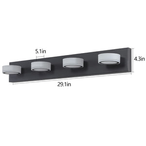 English Elm (same as W1340110592/l2008) 4-light Led Vanity Bar Matte Black Frosted Acrylic Bath Wall Fixture W1340P206810