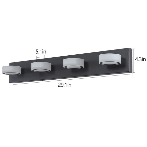 English Elm (same as W1340110592/l2008) 4-light Led Vanity Bar Matte Black Frosted Acrylic Bath Wall Fixture W1340P206810