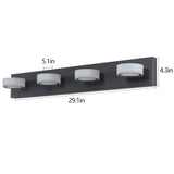 English Elm (Same As W1340110592/L2008) Led Modern Black 4-Light Vanity Lights Fixtures Over Mirror Bath Wall Lighting