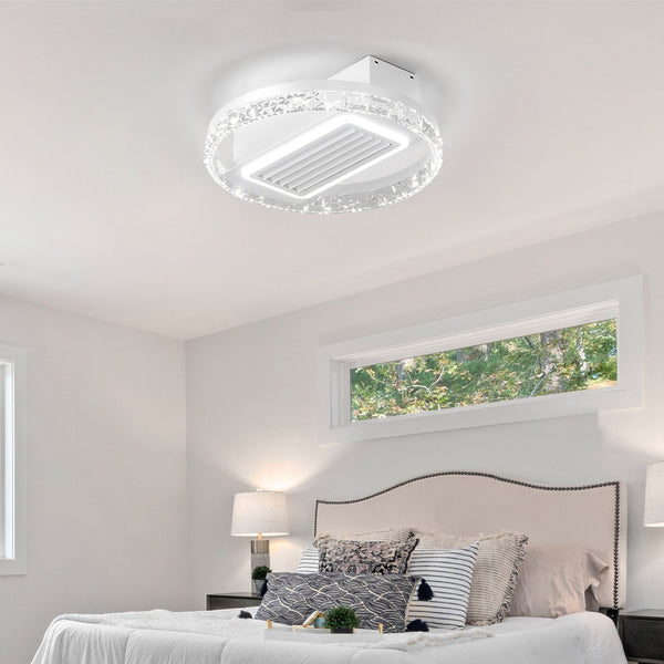 English Elm 20" Led Bladeless Ceiling Fan Light With Remote – Stylish Flush Mount Design For All Indoor Areas W1340118683