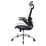 Hearth and Haven White Ergonomic Mesh Office Chair, High Back - Adjustable Headrest with Flip-Up Arms, Tilt and Lock Function, Lumbar Support and Blade Wheels, Kd Chrome Metal Legs W490127225