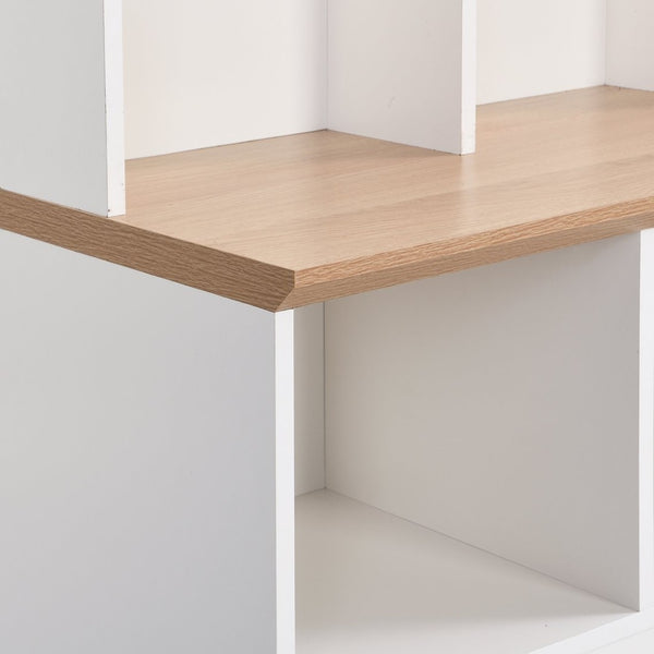 English Elm On-trend Wide White Hall Tree with Bench Seating Cube Shelves and 8 Coat Hooks N721S000066K