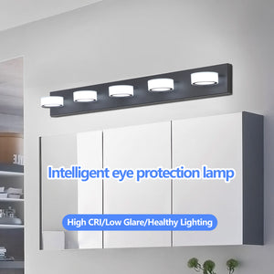 English Elm (Same As W1340110593/L2009) 37" Modern 5-Light Led Vanity Fixture, Sleek Black Wall Light For Stylish Bathrooms W1340P206811