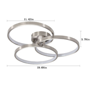 English Elm 20" Dimmable Led Flush Mount Brushed Nickel Three Ring Ceiling Light for Modern Interiors W1340119965