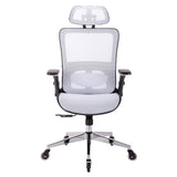 Hearth and Haven White Ergonomic Mesh Office Chair, High Back - Adjustable Headrest with Flip-Up Arms, Tilt and Lock Function, Lumbar Support and Blade Wheels, Kd Chrome Metal Legs W490127225