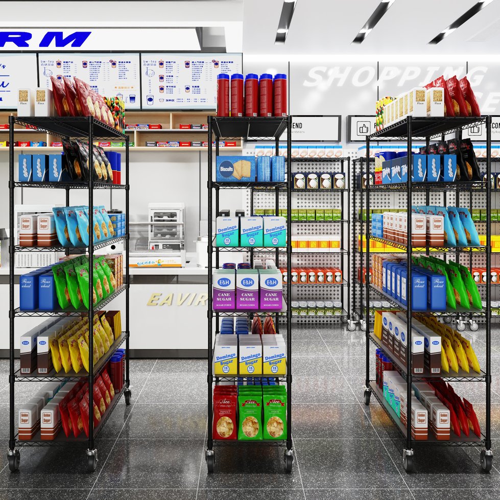 English Elm 6 Tier Wire Shelving Unit - Heavy-Duty 6000 Lbs Capacity, Adjustable Metal Storage Rack With Wheels W1550119260