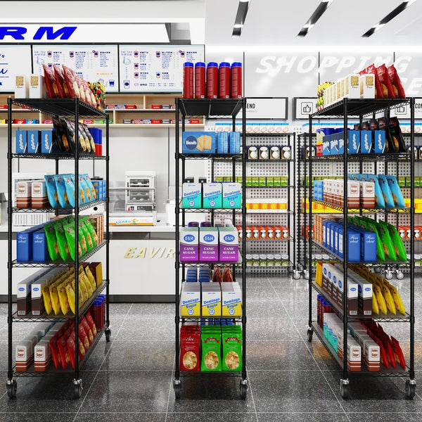 English Elm 6 Tier Wire Shelving Unit - Heavy-Duty 6000 Lbs Capacity, Adjustable Metal Storage Rack With Wheels W1550119260