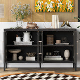 Hearth and Haven Sedona Storage Cabinet with Metal Handles, 4 Shelves and 4 Doors, Walnut WF309061AAP