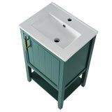 English Elm 20" Bathroom Vanity With Sink, Bathroom Cabinet With Soft Closing Door, Storage Rack and Open Shelf, Green