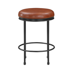 English Elm Michael Faux Leather Padded Counterstool with Antique Bronze Frame for Kitchen Island B050126339