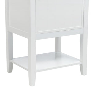 English Elm 20" Matte Freestanding Bathroom Vanity Rubberwood Cabinet Ceramic Sink Open Shelf White N725P391115K
